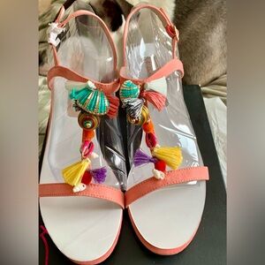 Betsey Johnson Coral and Black Sandals  ORIG $175  SELL $70 size 9.5